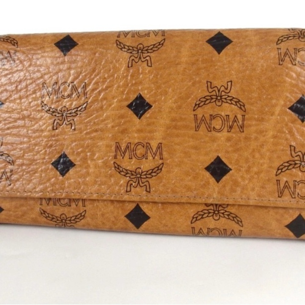MCM Cognac Visetos Monogram Long Wallet EUC